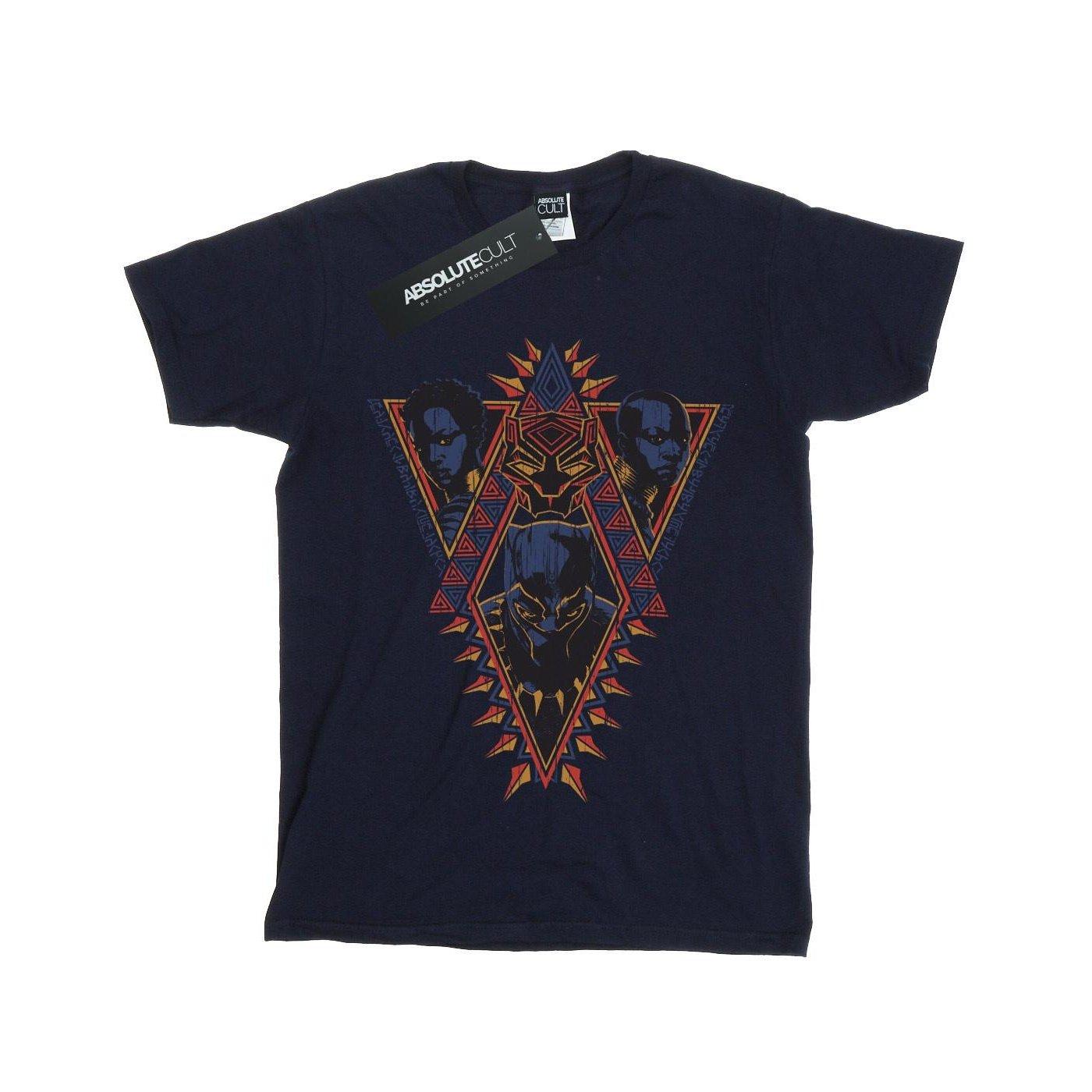Image of Black Panther Tribal Heads Tshirt Unisex Marine 152-158
