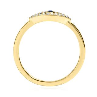 Glanzstücke München  Ring Sterling Silber gelbgold Zirkonia weiß blau 