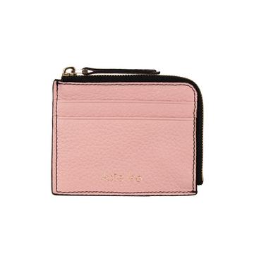 Porte-cartes avec porte-monnaie zippé en cuir Alois couleur rose clair