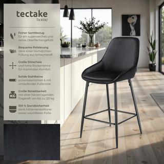 Tectake Thekenstuhl Siera gepolstert, weicher Bezug mit Rückenlehne und Fußstütze  