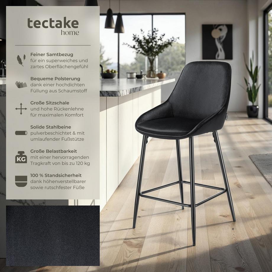 Tectake Chaise de bar SIERA rembourrée avec une housse douce  