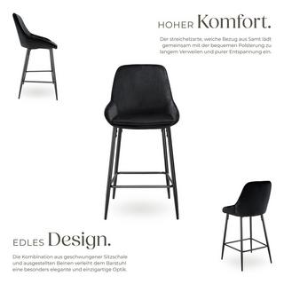 Tectake Thekenstuhl Siera gepolstert, weicher Bezug mit Rückenlehne und Fußstütze  