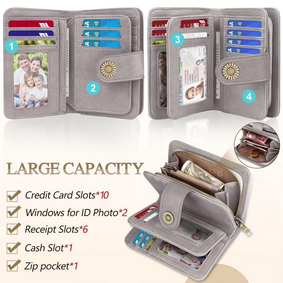 Only-bags.store Portafoglio Vintage in Pelle PU Grande Capacità  