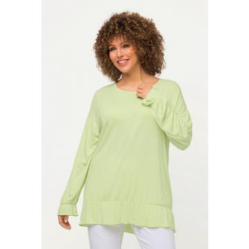 T-shirt, volants, oversize, col rond, manches longues