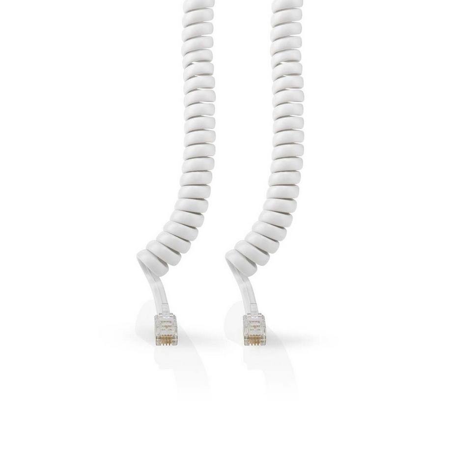 Nedis  Telekommunikationskabel | RJ10 Stecker | RJ10 Stecker | 2,00 m | Kabelaufbau: Spirale | Kabeltyp: RJ10 | Weiß 