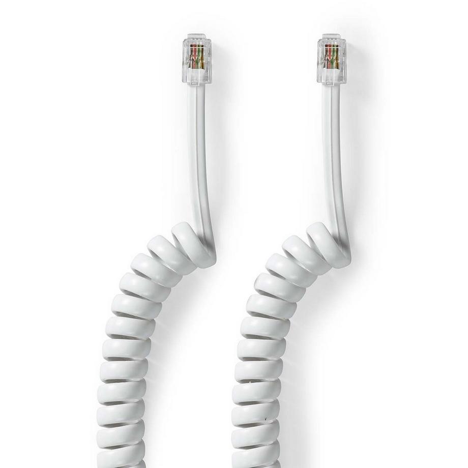 Nedis  Telekommunikationskabel | RJ10 Stecker | RJ10 Stecker | 2,00 m | Kabelaufbau: Spirale | Kabeltyp: RJ10 | Weiß 
