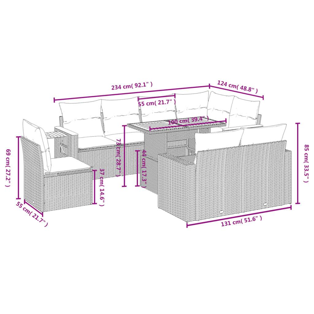 VidaXL Ensemble de canapés de jardin rotin synthétique  