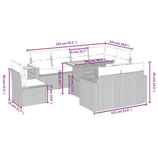 VidaXL Ensemble de canapés de jardin rotin synthétique  