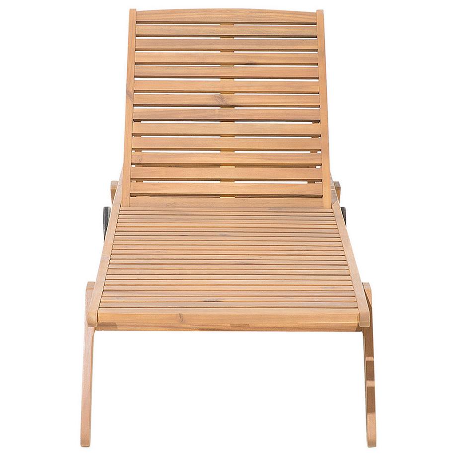 Beliani Sonnenliege mit Kissen aus Akazienholz Skandinavisch CESANA PREMIUM  