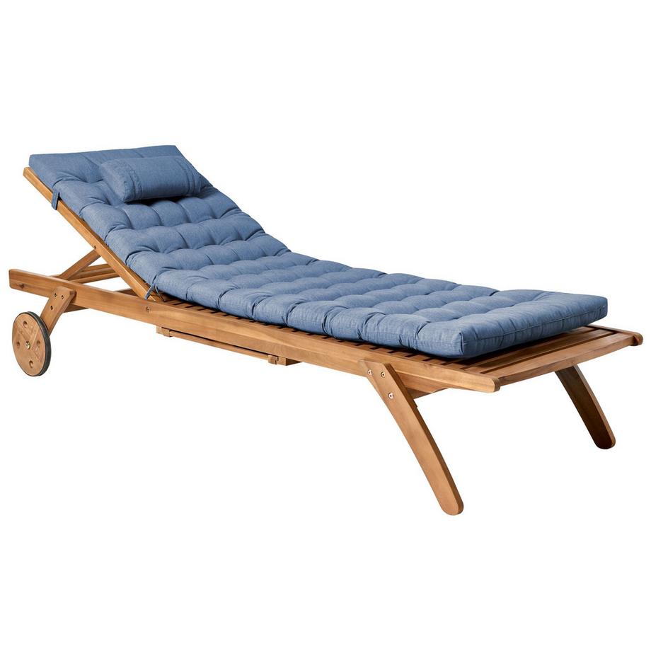 Lettino Prendisole con Cuscino en Legno d'acacia Scandinavo CESANA PREMIUM