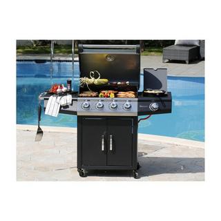 Vente-unique Barbecue à gaz avec 4 brûleurs et 1 réchaud latéral 143x54x115 cm - SMOKY  