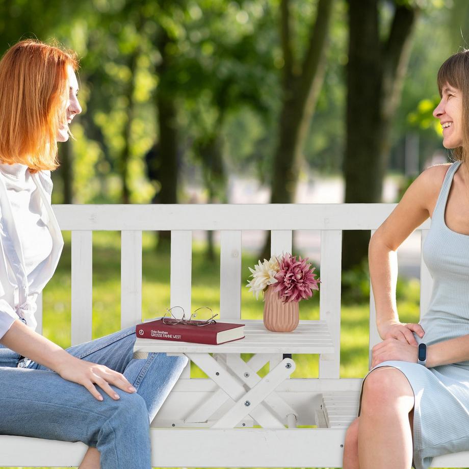 Northio Banc de jardin blanc avec table  