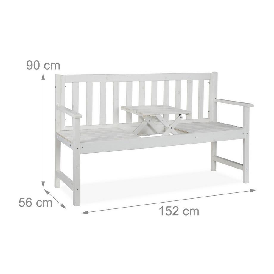 Northio Banc de jardin blanc avec table  