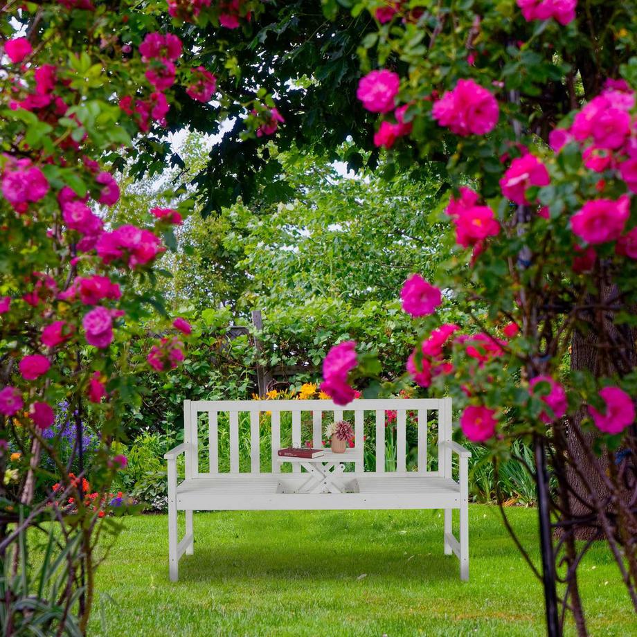 Northio Banc de jardin blanc avec table  