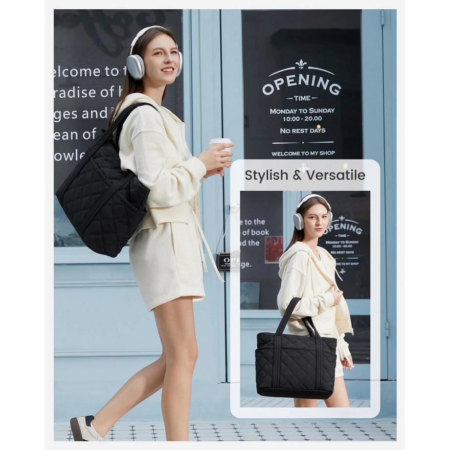 Only-bags.store Sac cabas matelassé avec poches extérieures et porte-monnaie amovible  
