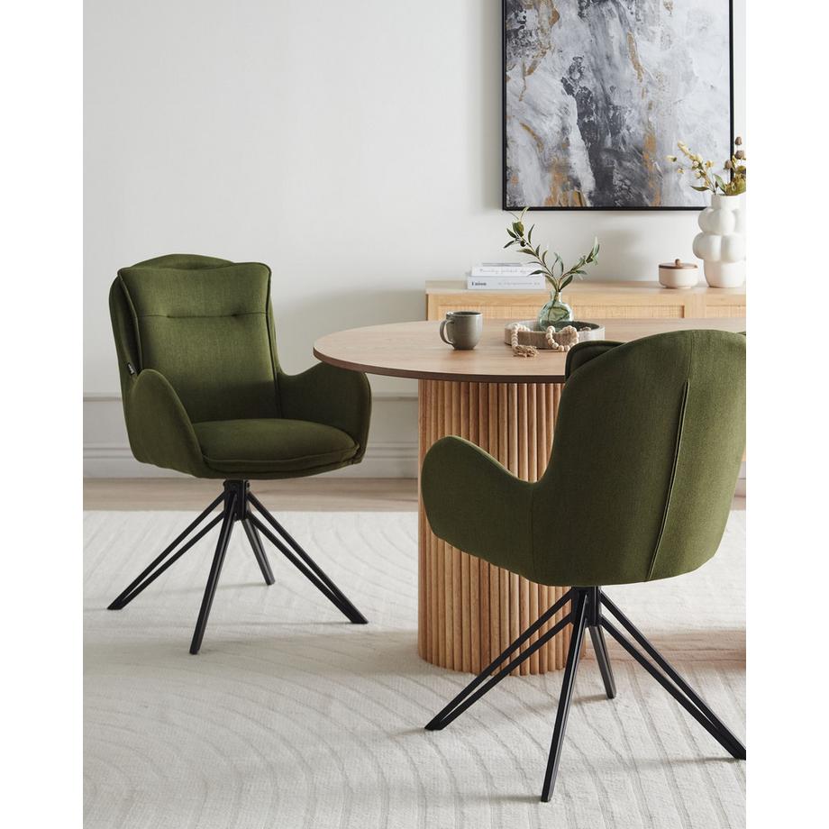 Beliani Lot de 2 chaises de salle à manger en Tissu Rétro AVELAR  