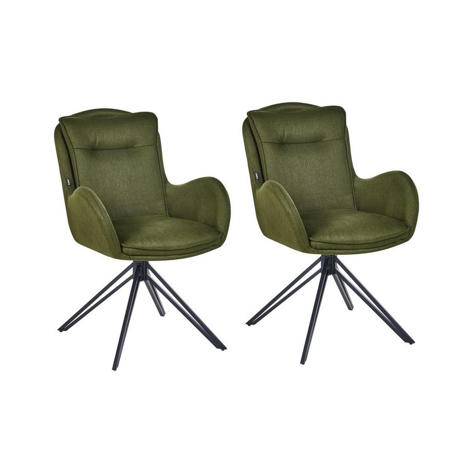 Beliani Lot de 2 chaises de salle à manger en Tissu Rétro AVELAR  