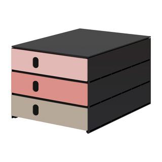 Styro Büro Schubladenbox styroval pro feelings mit 3 Schubladen geschlossen, Afterglow / Gehäuse oeko schwarz - 24.3x33,5x20cm  
