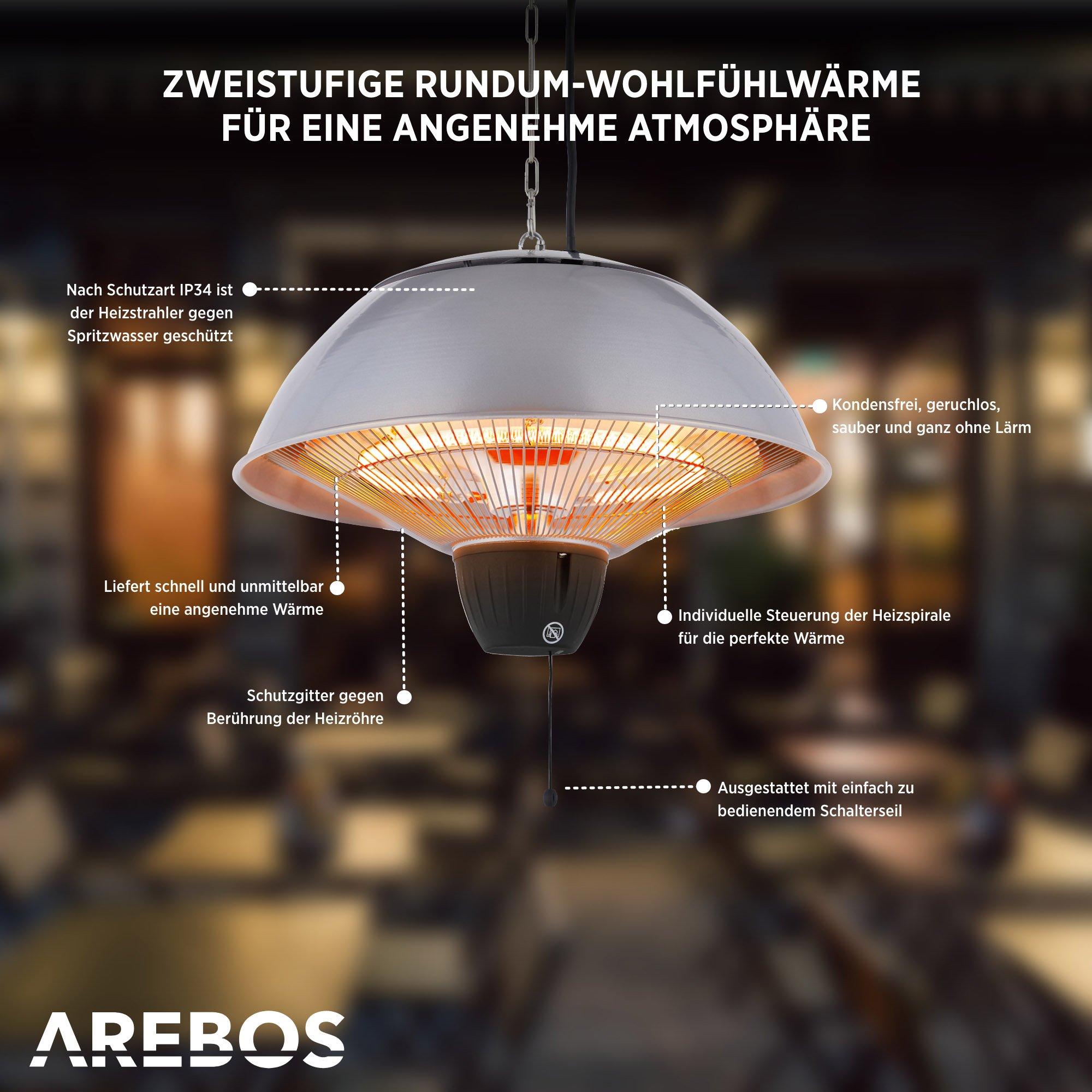 Arebos Riscaldatore Radiante Soffitto Infrarossi Con Fune  