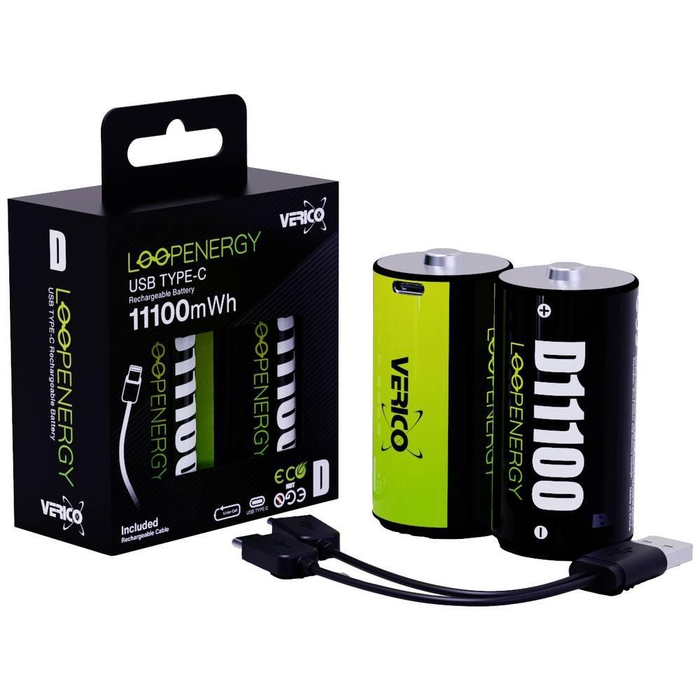 Verico  Batteria ricaricabile Torcia (D) Li-Ion 2 pz.  LoopEnergy 7400 mAh 