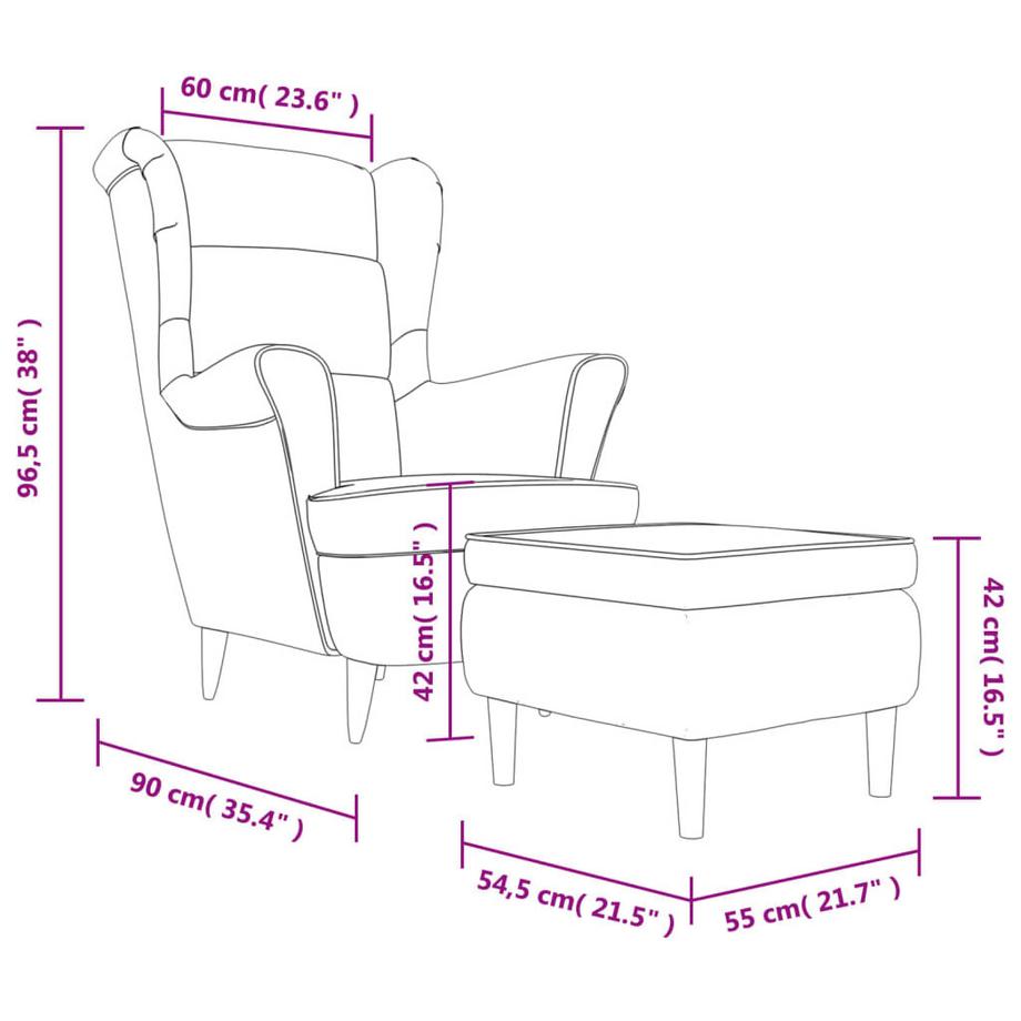 VidaXL Sessel mit hocker samt  