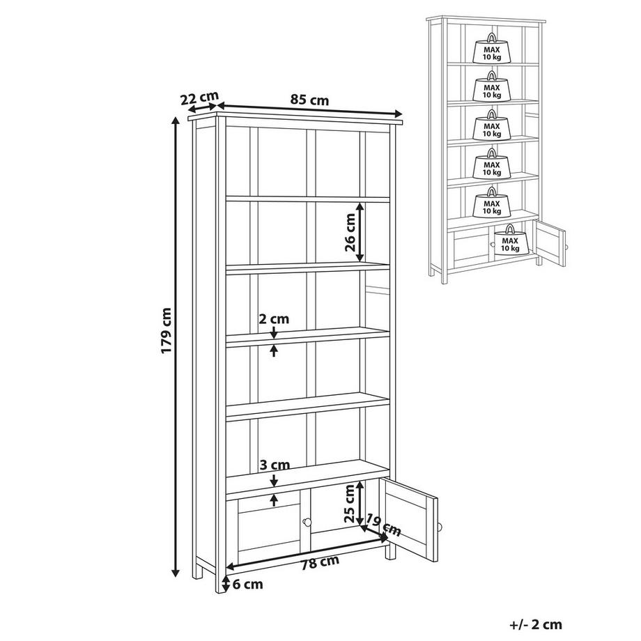 Beliani Bücherregal aus Sassafrasholz Rustikal SALTON  