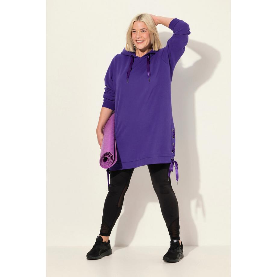 Ulla Popken Long Sweat à Capuche avec Bandes en Satin  