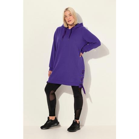 Ulla Popken  Long-Hoodie, Satinbänder, Kapuze, Langarm 