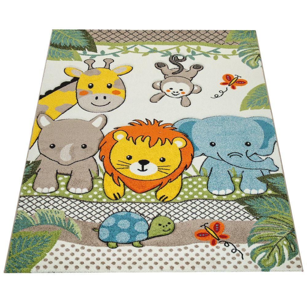 Image of Kurzflor Kinderteppich Dschungeltiere Unisex 133CM