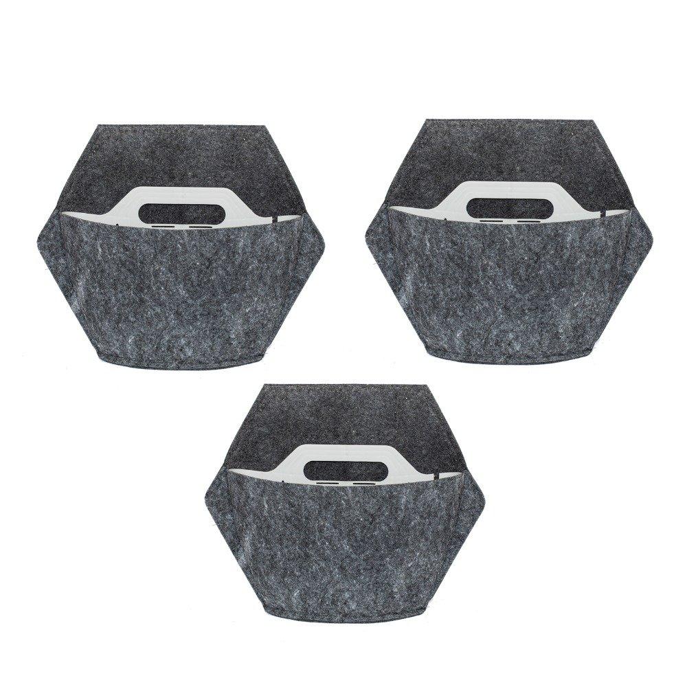 CitySens 3 Pack di fioriere da parete; fioriera grigia; rivestimento tessile grigio  