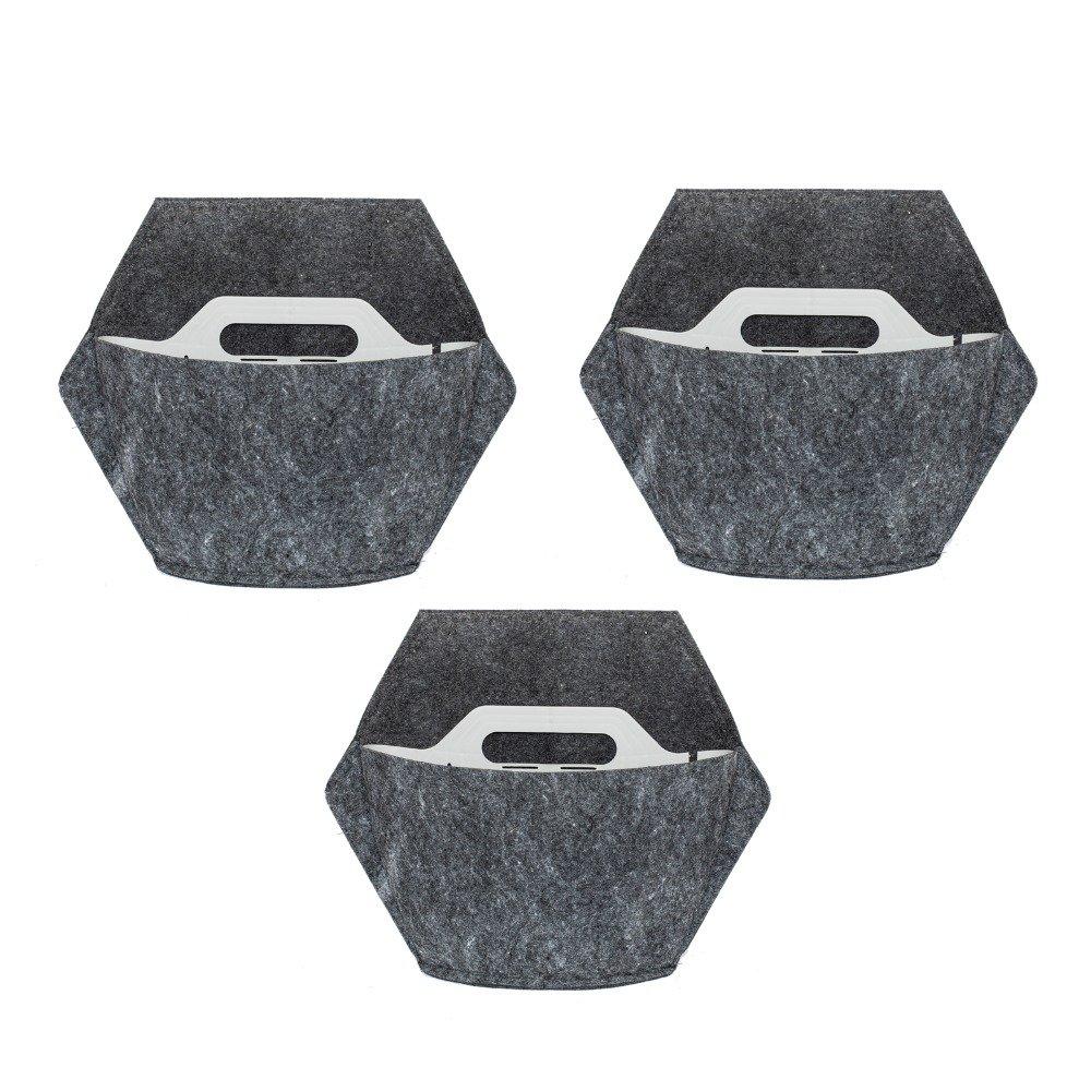 CitySens 3 Pack Wall Planters; gray planter; gray textile cover  