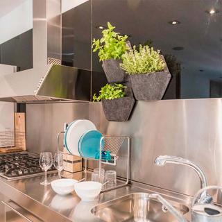 CitySens 3 Pack di fioriere da parete; fioriera grigia; rivestimento tessile grigio  