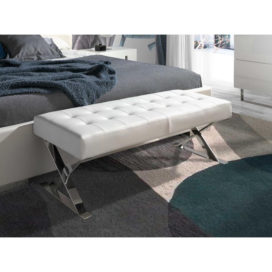 ANGEL CERDA  Banc en similicuir blanc 