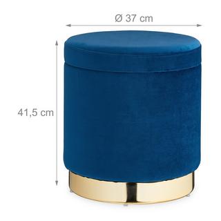 B2X Tabouret en velours avec rangement Bleu  