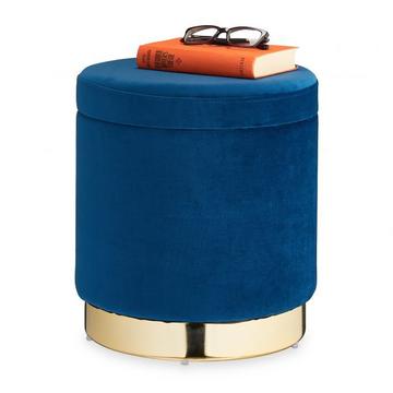 Tabouret en velours avec rangement Bleu