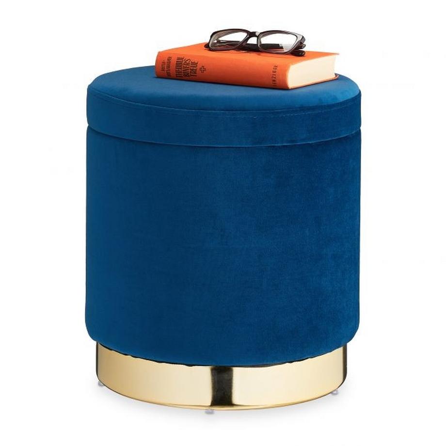 Samthocker mit Stauraum Blau