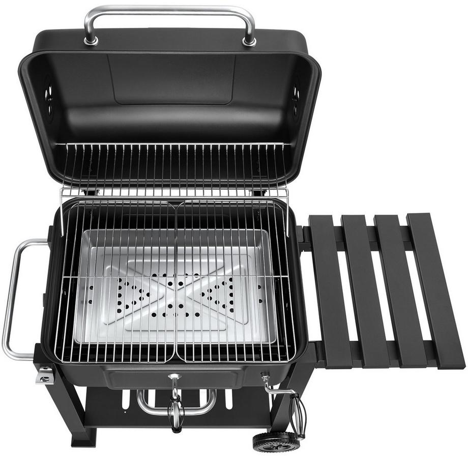 Tectake Barbecue a carbonella Florian con 2 ruote, vaschetta per il carbone regolabile  