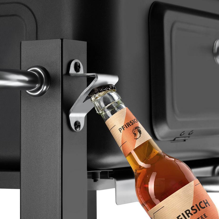 Tectake Barbecue a carbonella Florian con 2 ruote, vaschetta per il carbone regolabile  