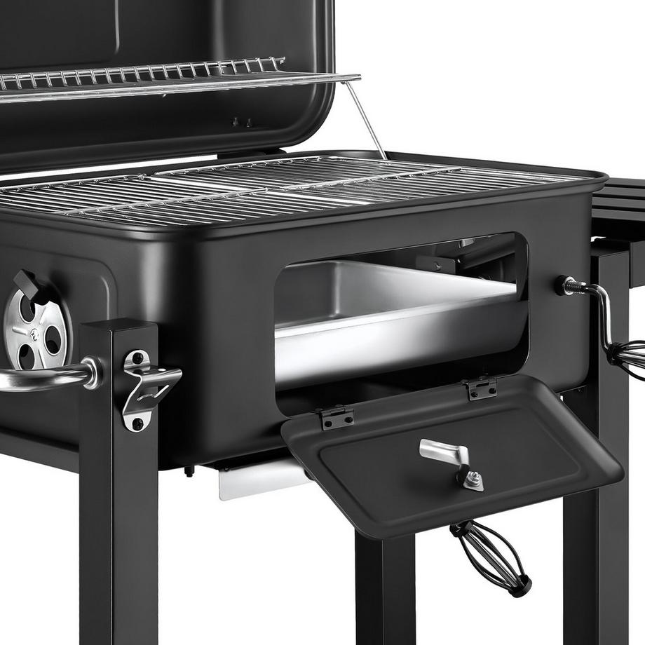 Tectake Barbecue a carbonella Florian con 2 ruote, vaschetta per il carbone regolabile  