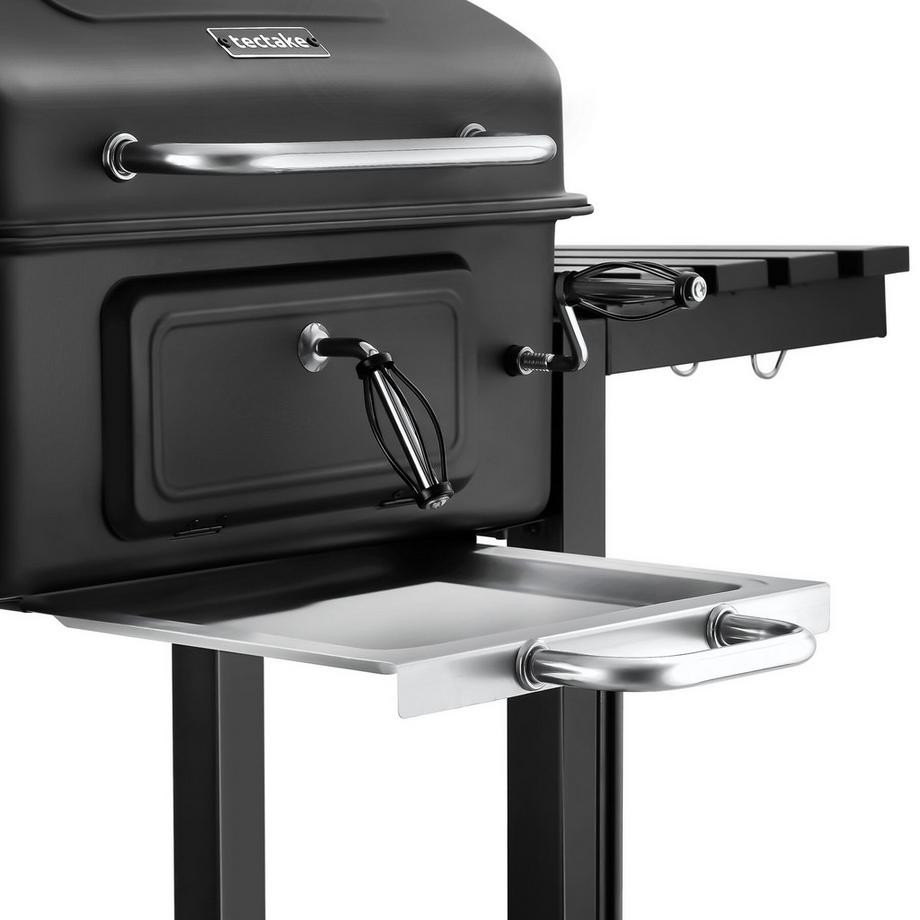 Tectake Barbecue a carbonella Florian con 2 ruote, vaschetta per il carbone regolabile  