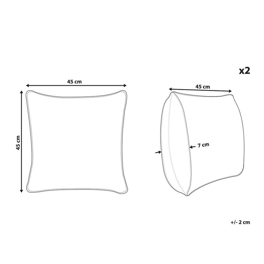 Beliani Lot de 2 coussins d'extérieur en Polyester  FLYLEAF  