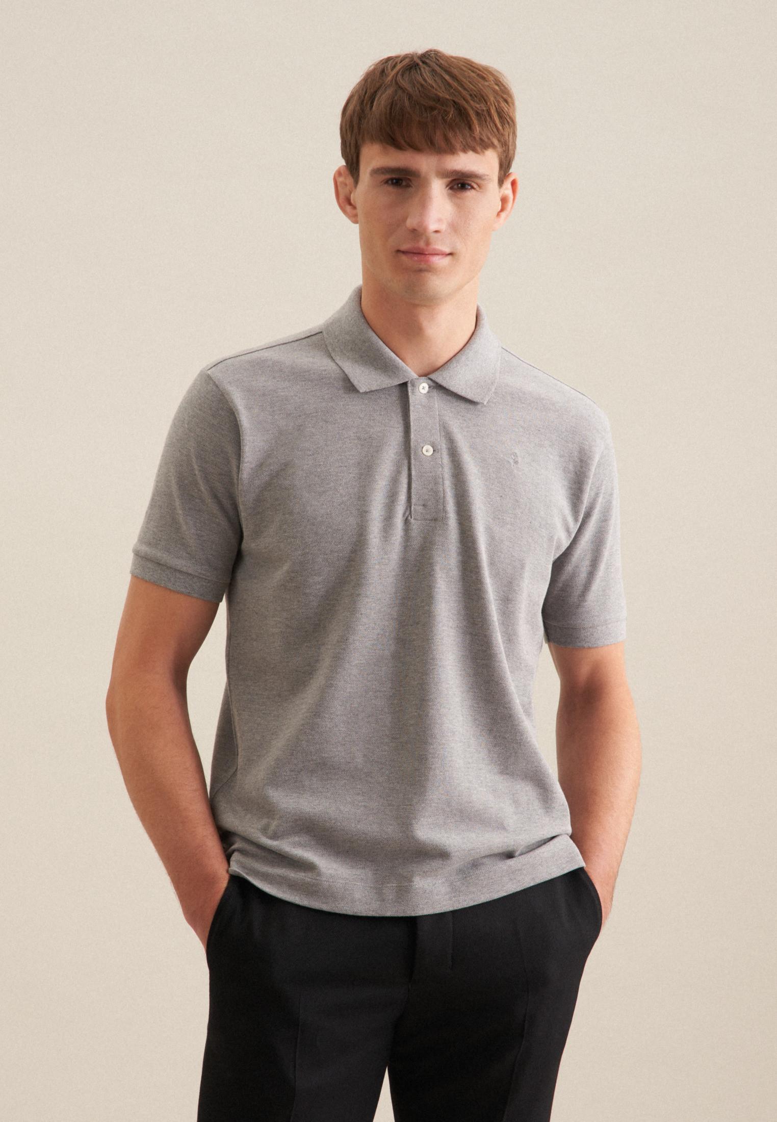 Image of Polo Regular Fit Kurzarm Uni Herren Taubengrau XXL