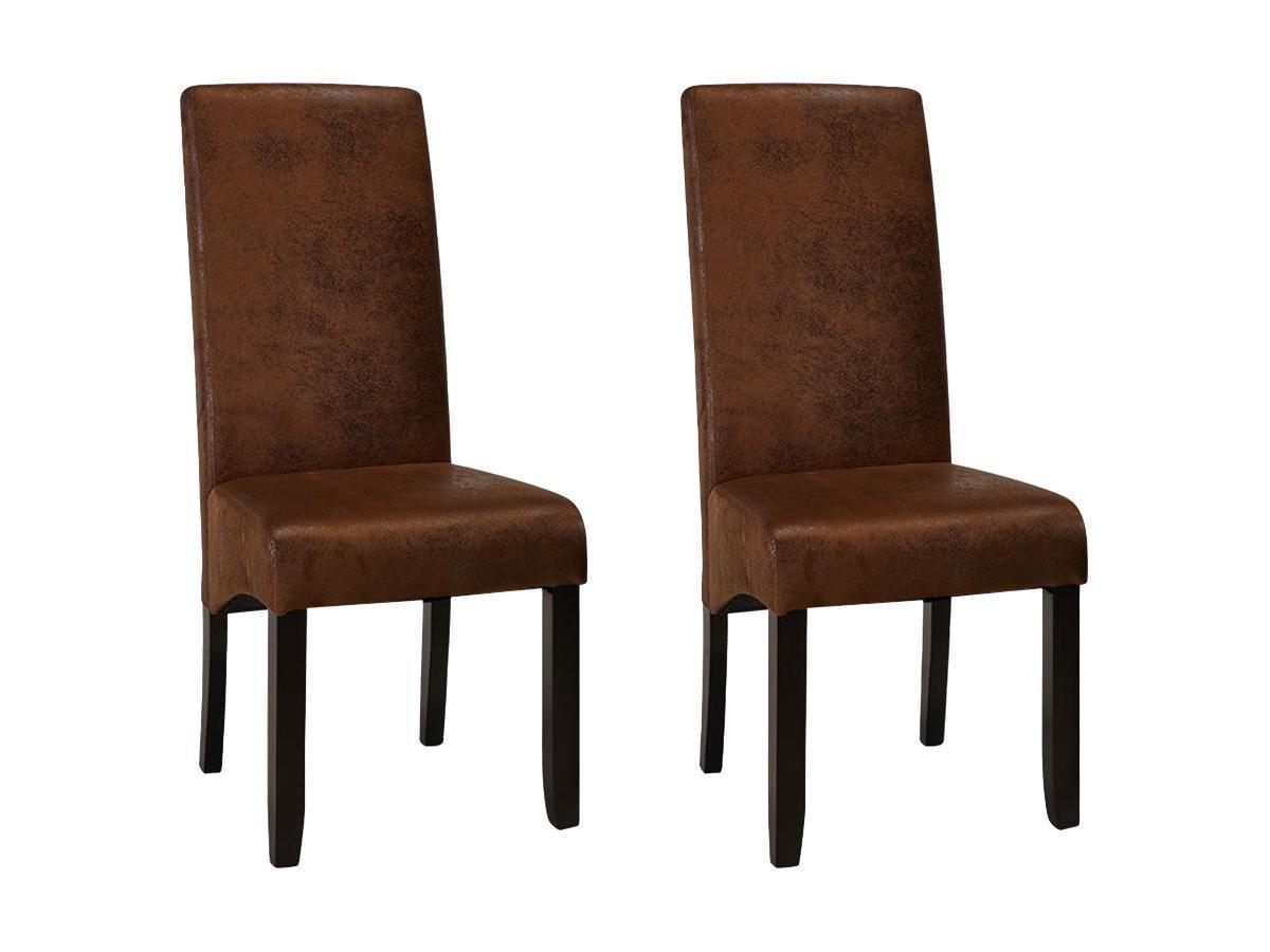 Image of Stuhl 2erSet Microfaser SANTOS Dunkles Holz Stuhl 2erSet Microfaser SANTOS Dunkles Holz