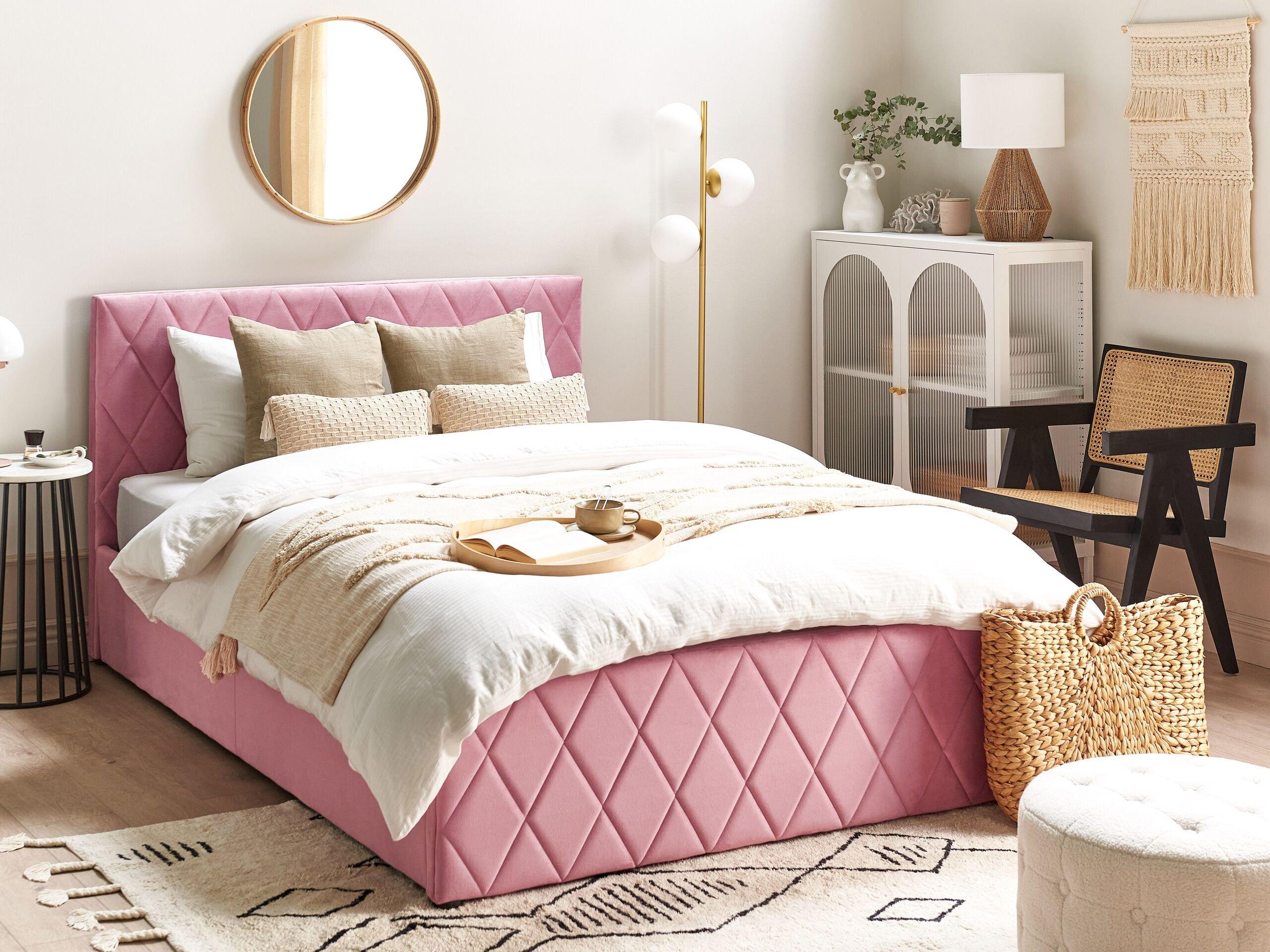 Beliani Bett mit Bettkasten aus Samtstoff Modern ROCHEFORT  