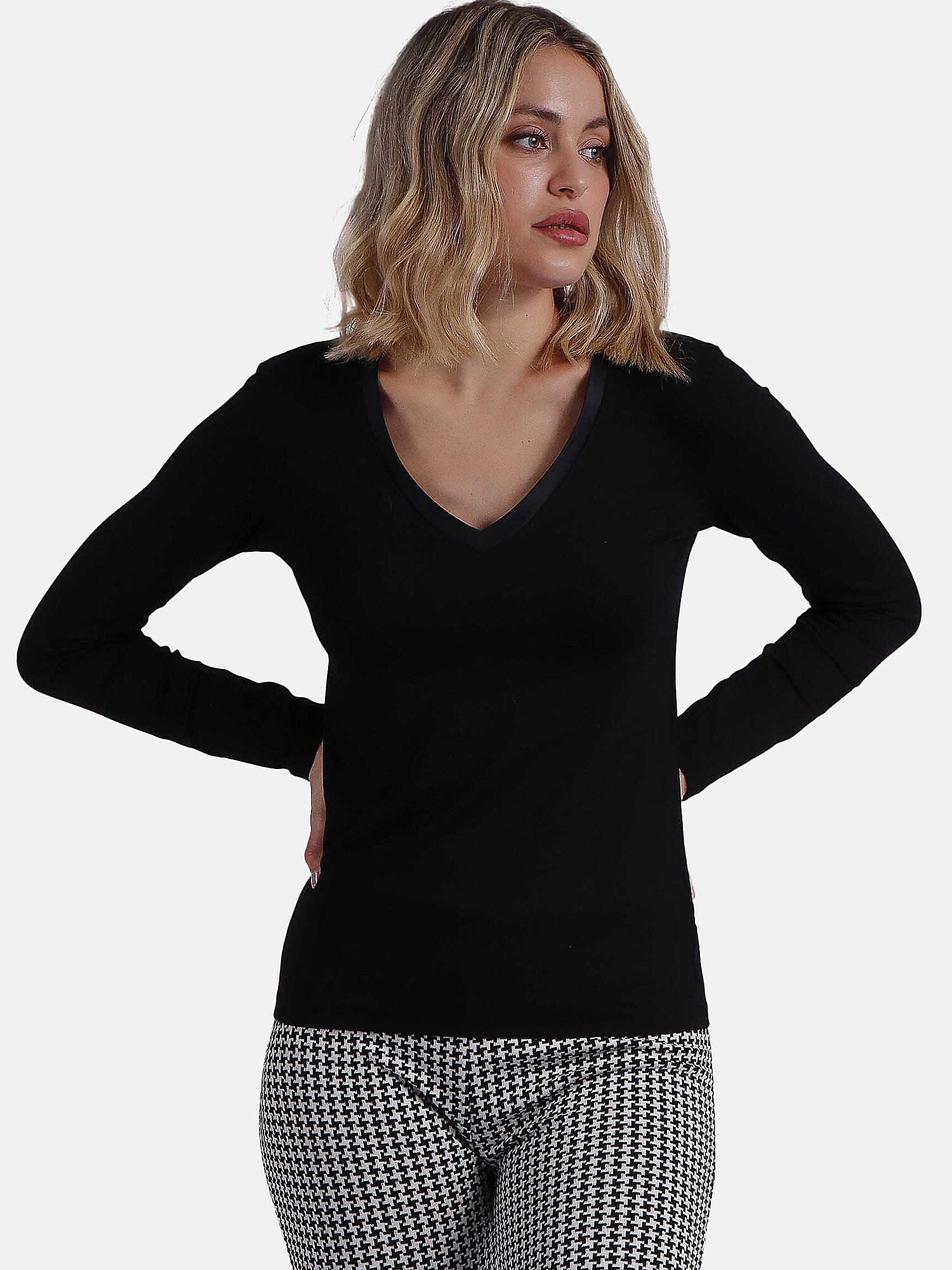 Image of Langärmeliges Top Pico Raso Damen Schwarz L