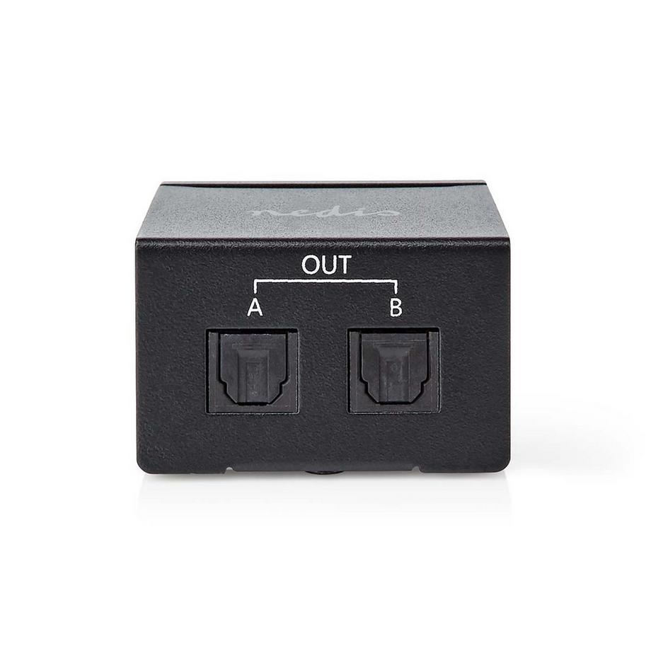 Nedis  TosLink Splitter | Zwei-Wege | Anschluss Eingang: TosLink Female | Anschluss Ausgang: 2x TosLink | Knopf | Metall | Schwarz 