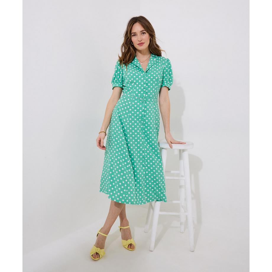 Joe Browns Gepunktetes Midikleid mit Kragen  