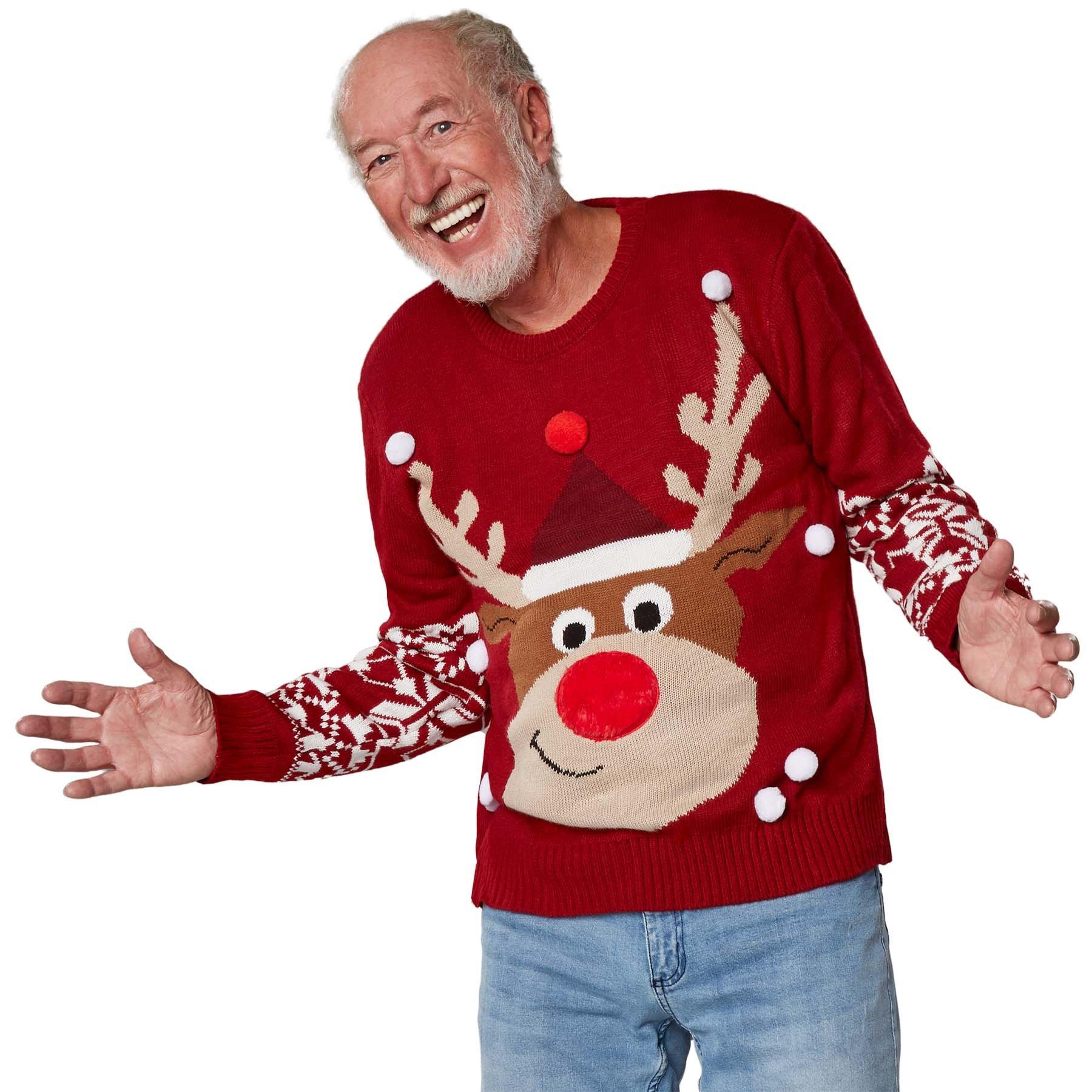 Image of Weihnachtspullover Rudi Rentier Damen Rot M