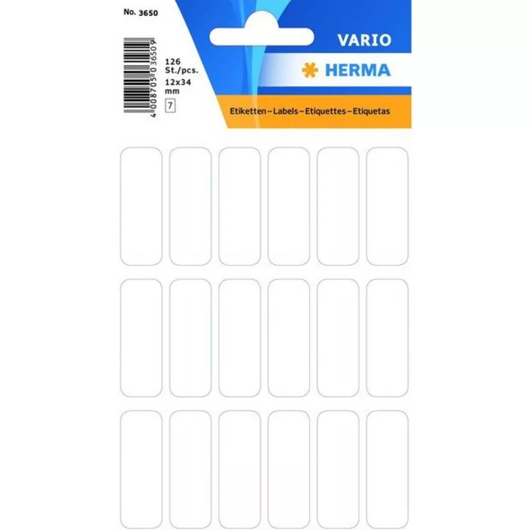 HERMA – Etiketten 12×34mm 3650 weiss 126 Stück, One Size