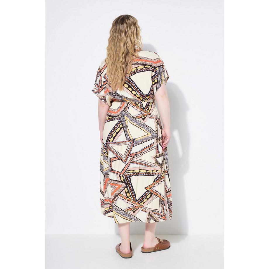 Studio Untold Robe Maxi Coupe Évasée Matière Texturée Imprimé All-Over Patte de Boutonnage  